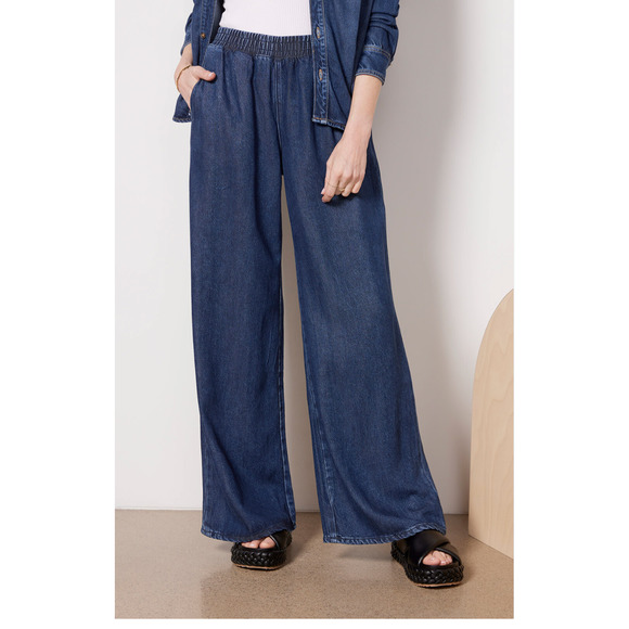 Good American Denim - NEW Good American Pants Denim Weightless Wide Leg Pull On Elastic Waist Size 1